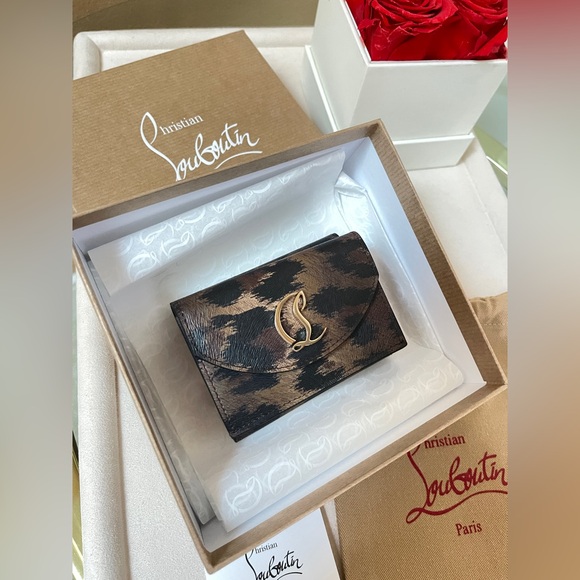 CHRISTIAN LOUBOUTIN CL debossed leopard-print leather wallet $750 NEW - Picture 12 of 17